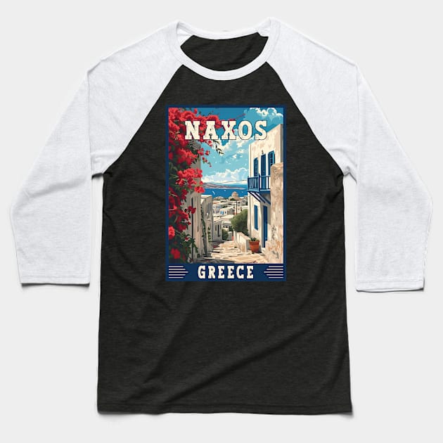 Naxos In Greece Mediterranean Paradise Travel Art Baseball T-Shirt by turtlestart